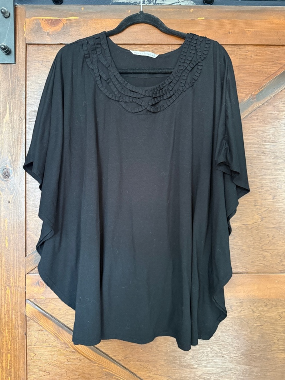 Peter Nygard Black Ruffled Scoop Neck Tunic